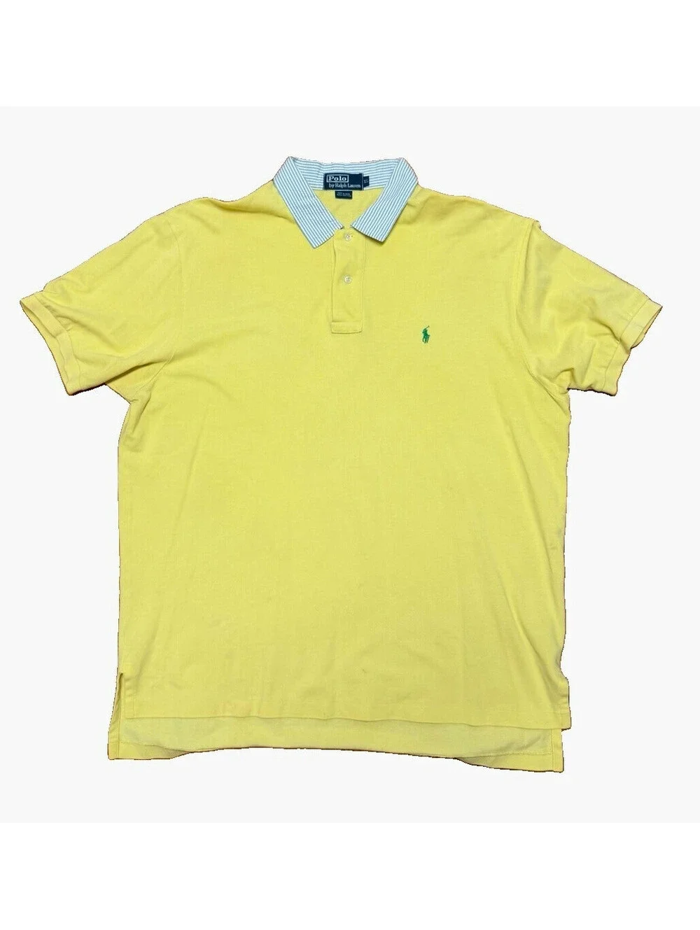 Polo Ralph Lauren Men's Yellow Solid Short Sleeve Seersucker Collar XL